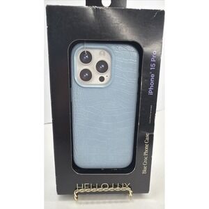 Hello Lux Blue Croc iPhone 15 Pro Case Faux Leather Protective Cover New